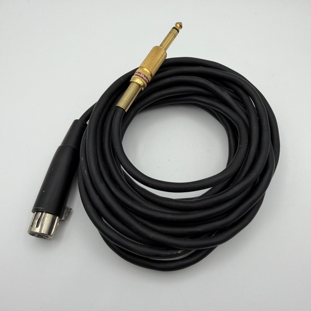 RadioShack Microphone Cable XLR Female to 1/4 Inch 16ft Black Gold Plated Plug